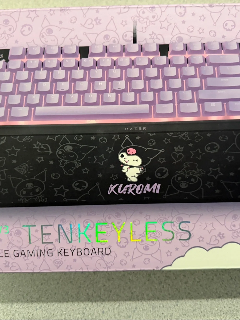New Razer Chroma RGB Ornata V3 Tenkeyless Kuromi Hello Kitty Keyboard Backlit
